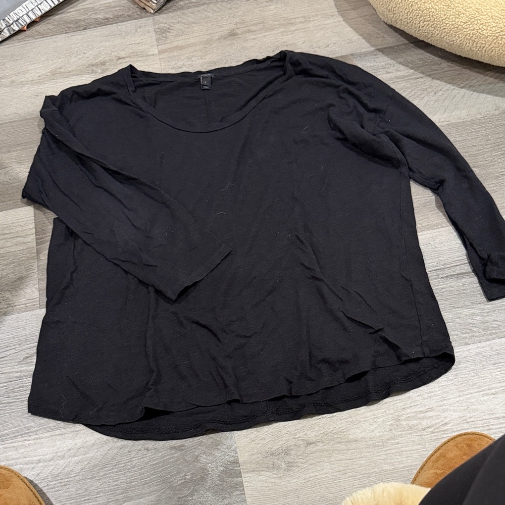 J. Crew Black Long-Sleeve Scoop Neck Tee